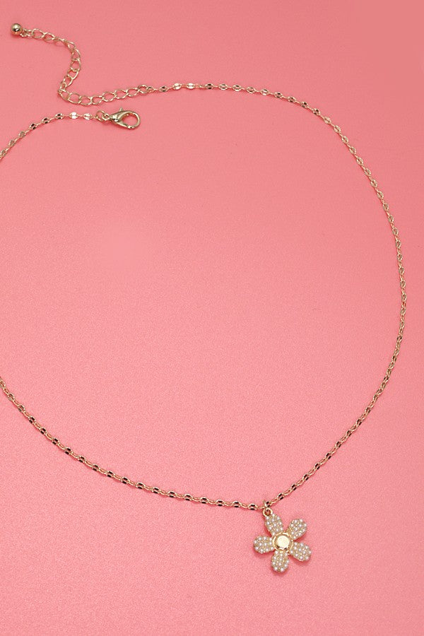 Pearl Flower Charm Necklace
