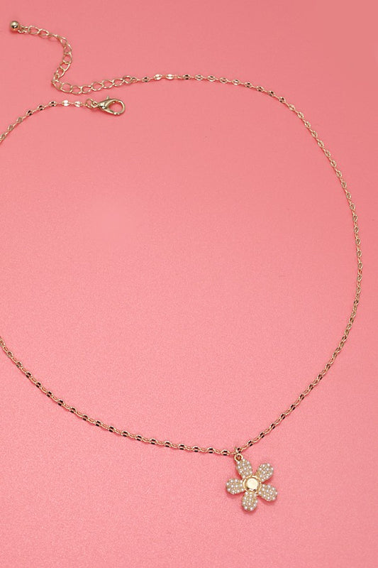 Pearl Flower Charm Necklace