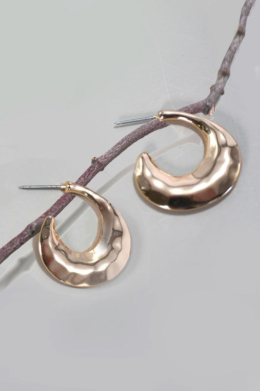 Wide Hammered Hoop Earrings