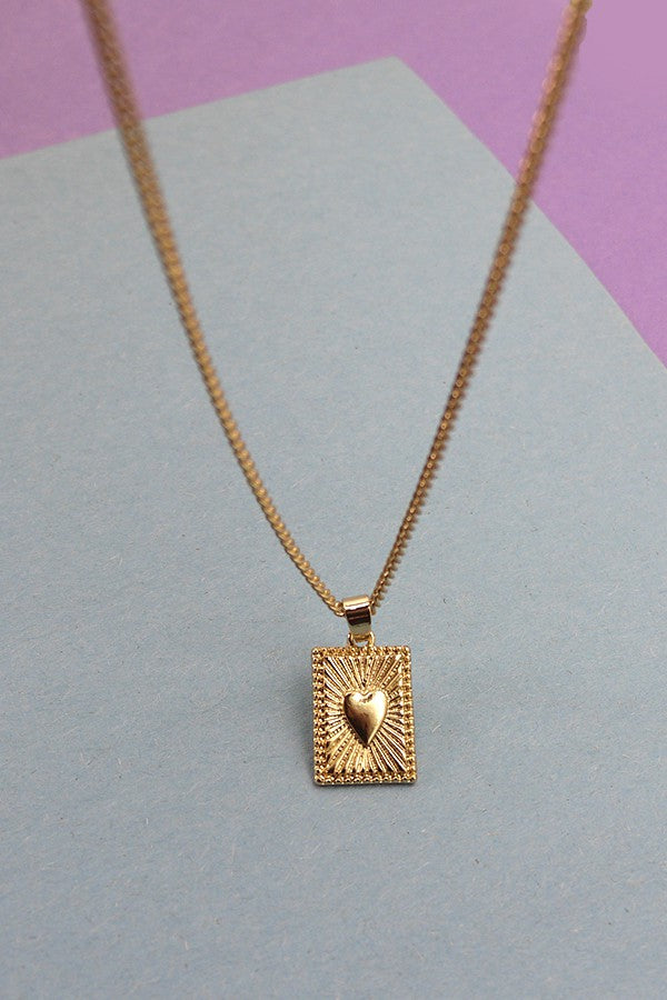 Heart On Card Charm Pendant Necklace