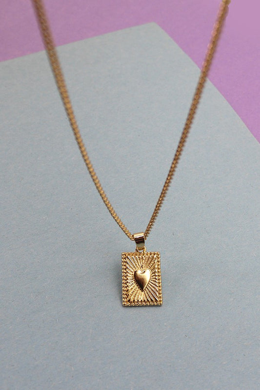 Heart On Card Charm Pendant Necklace