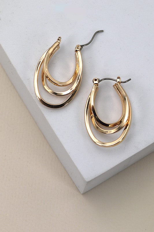 Triple Intertwined Oval Hoop Earrings