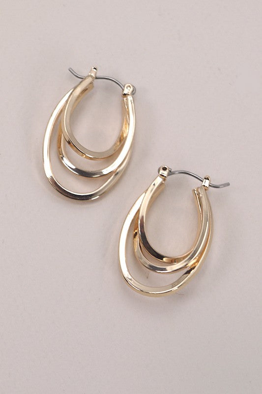 Triple Intertwined Oval Hoop Earrings