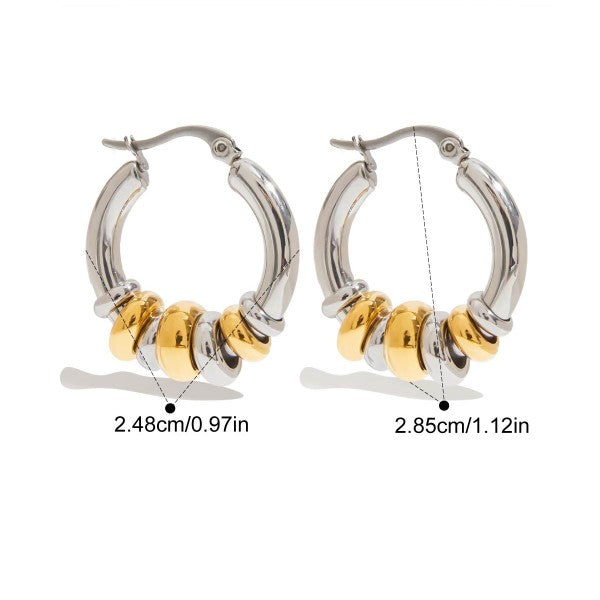 Two Tone Huggie Hoops