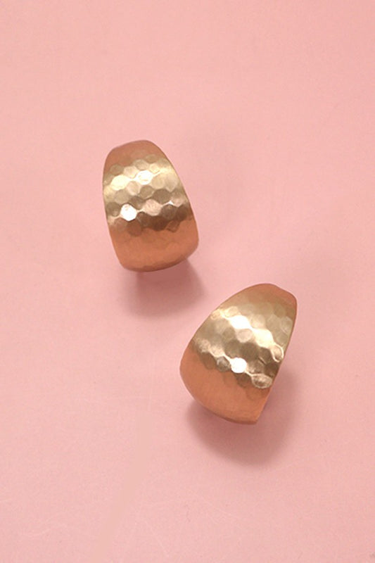 Hammered Chunky Huggie Hoop Earrings