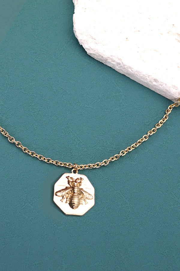 Bumblebee Octagon Charm Necklace