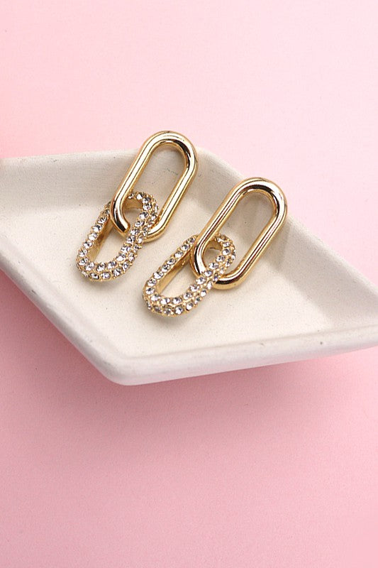 Rhinestone Double Link Earrings