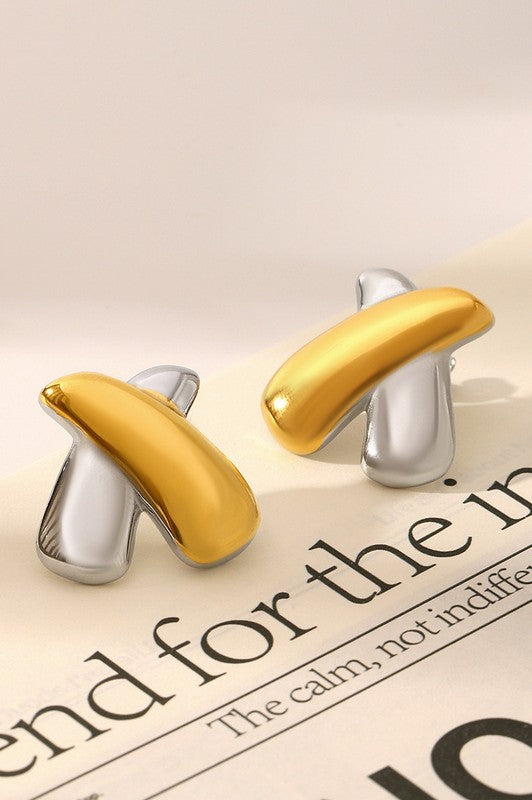 Two Tone X Earrings