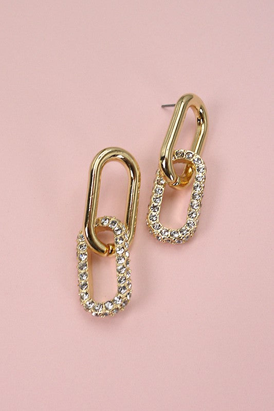 Rhinestone Double Link Earrings