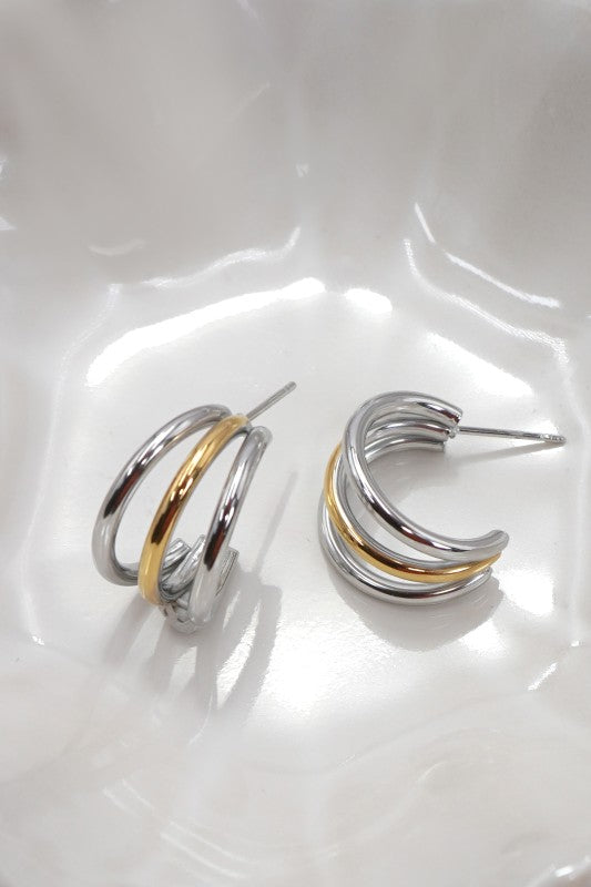 Two Tone Hoop Earrings