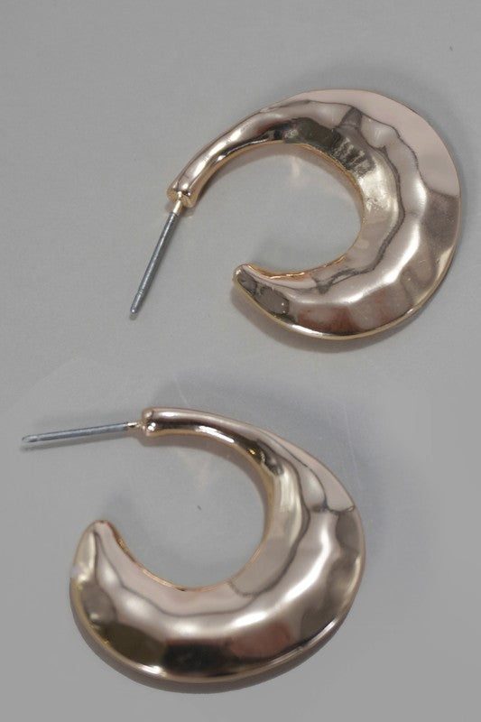 Wide Hammered Hoop Earrings