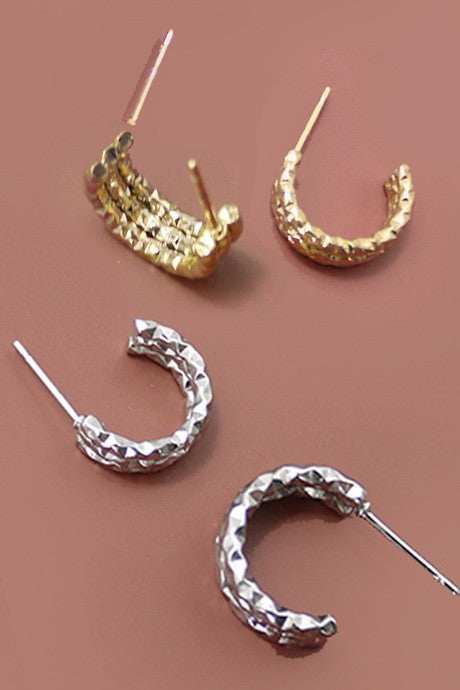 Hammered Minimalist Hoops