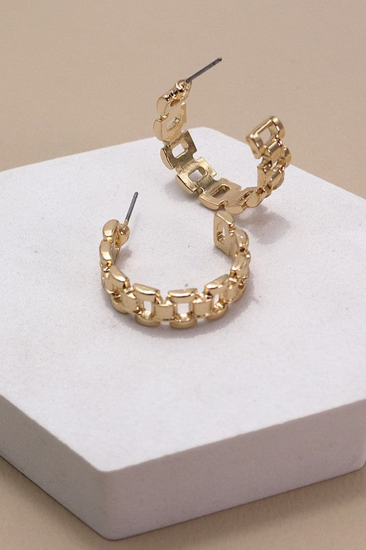 Classic Chain Cutout Hoop Earrings