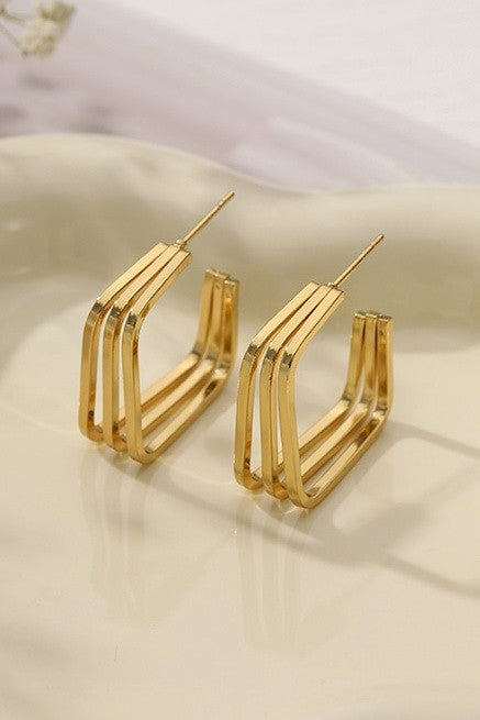 Triple Row Square Hoop Earrings