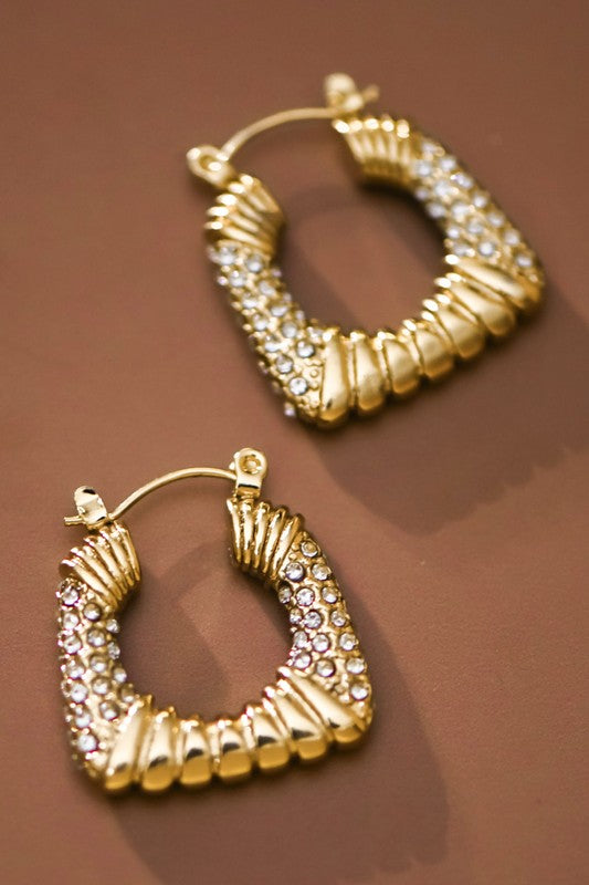 Rhinestone Square Earrings