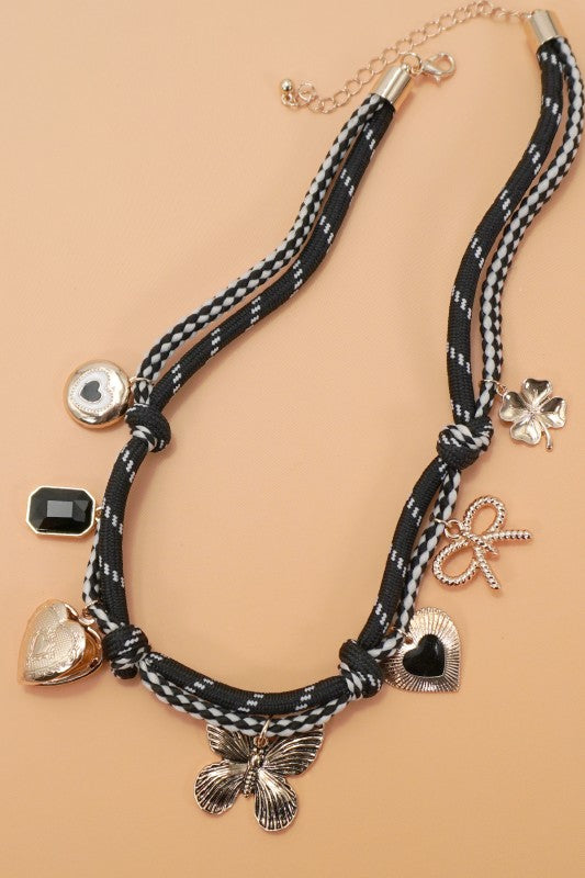 Double Cord Charm Necklace