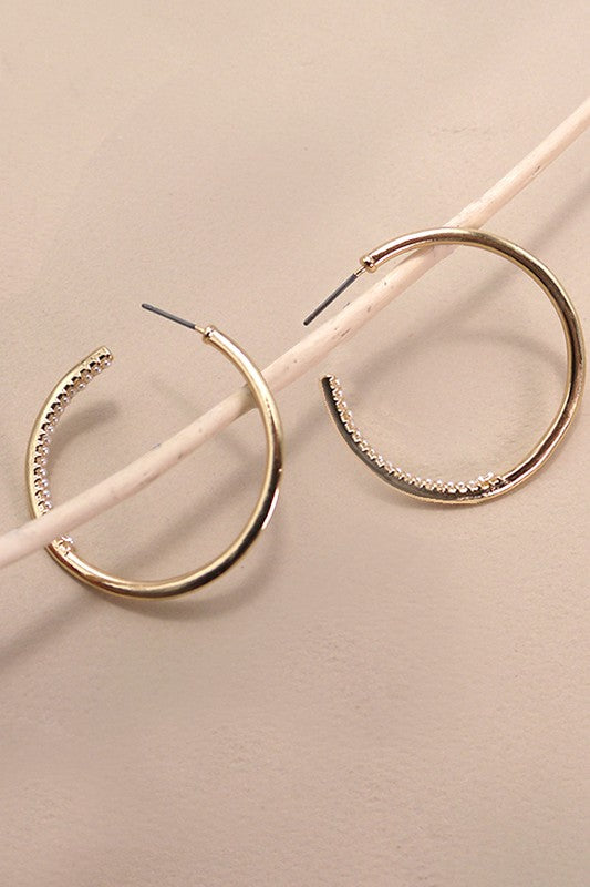 Classic Pearl Inner Edge Hoop Earrings