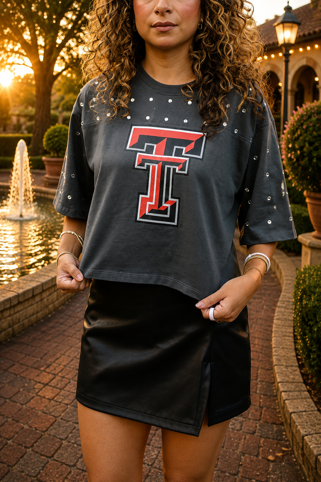 Double T Rhinestone T-Shirt