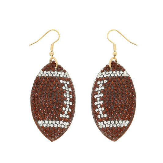 Football Rhinestone Drop Earrings