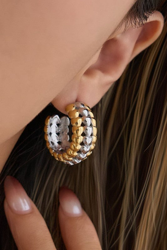 Two Tone Duo Hoop Earrings