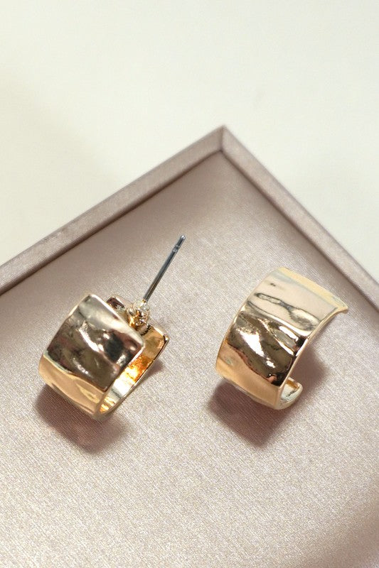 Hammered Huggie Hoop Earrings