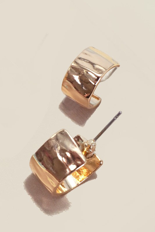 Hammered Huggie Hoop Earrings