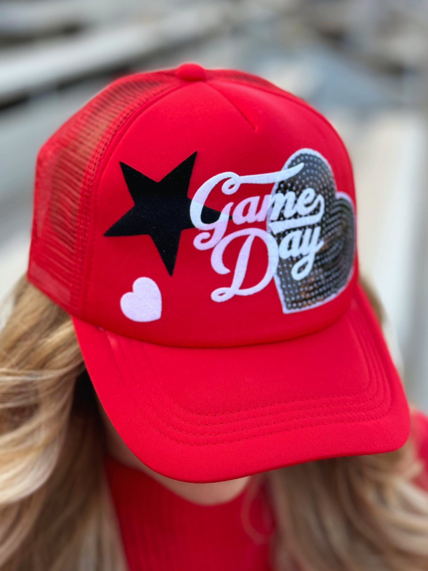 Game Day Sequin Patch Trucker Hat