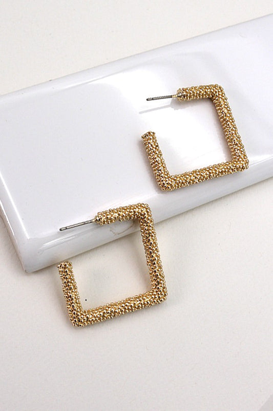 Diamond Cluster Cut Square Hoop Earrings
