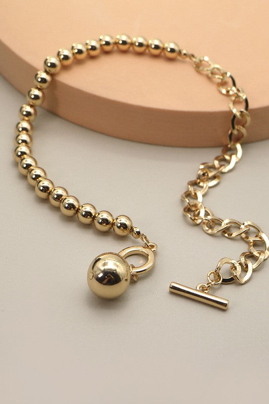 Mix Chain Toggle Closure Necklace