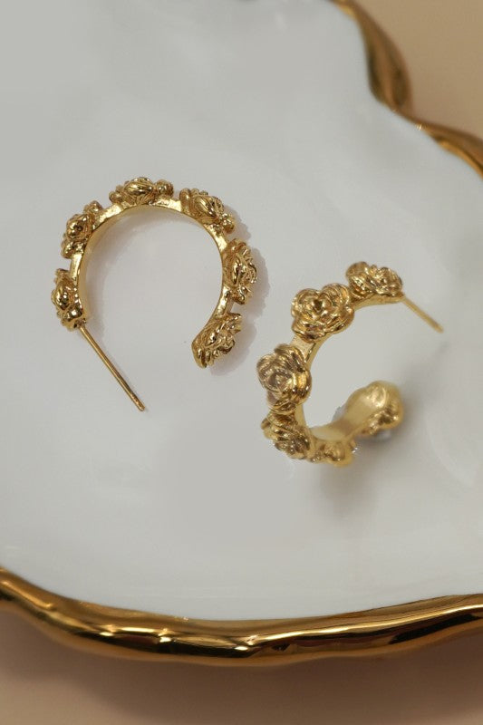 Flower Detail Hoop Earrings