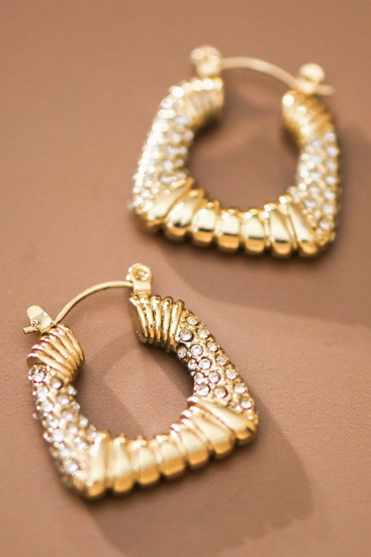 Rhinestone Square Earrings