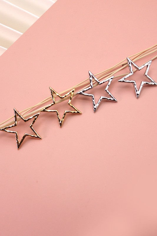 Hammered Star Cut Out Stud Earrings