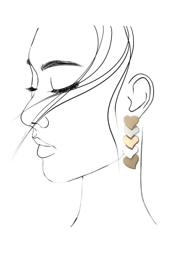 Multi Heart Layer Drop Earrings