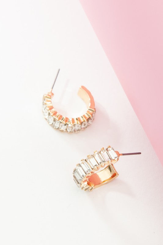 Baguette Stone Circle Hoop Earrings