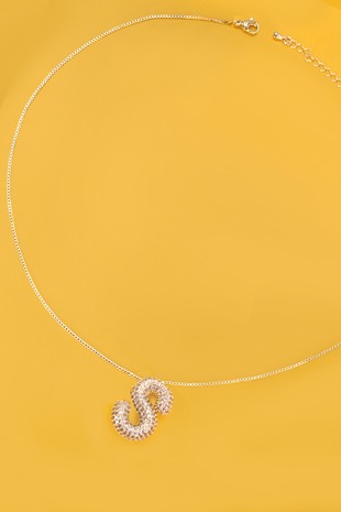 Initial Pave Rhinestone Bubble Necklace