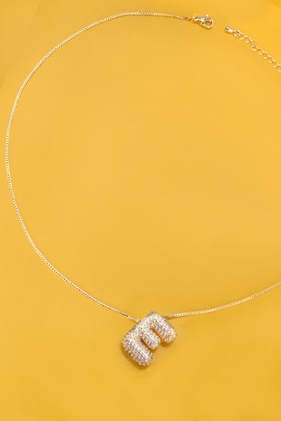 Initial Pave Rhinestone Bubble Necklace