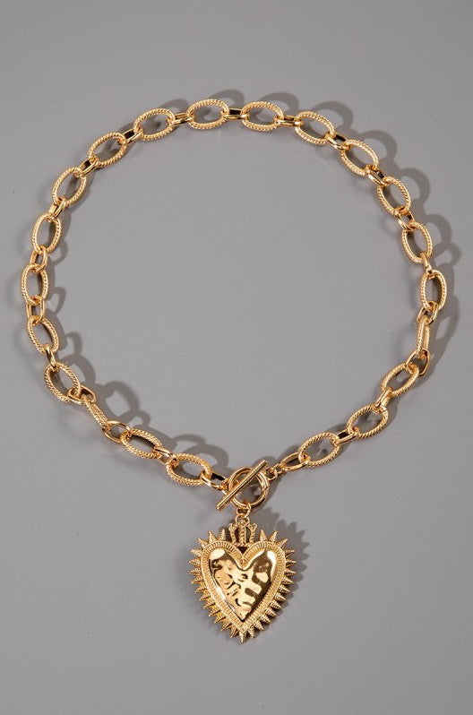 Spiked Heart Chunky Necklace