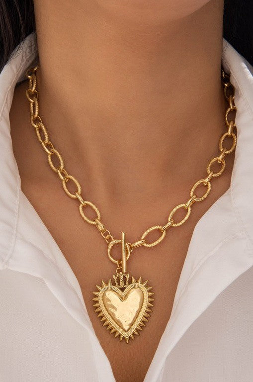 Spiked Heart Chunky Necklace