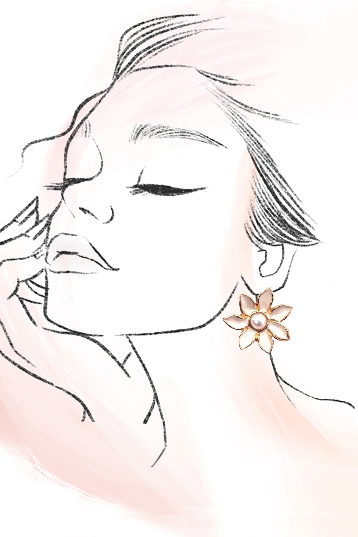 Epoxy Flower Pearl Stud Earrings