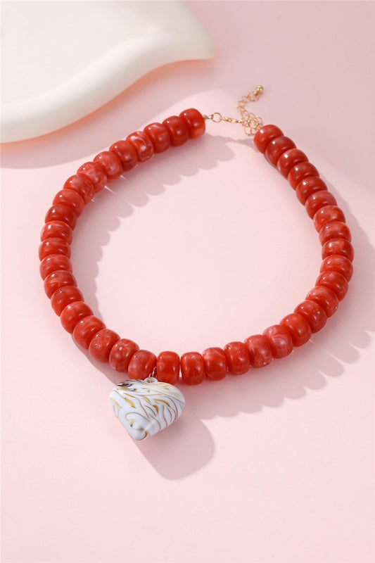 Heart Pendant Resin Beaded Necklaces