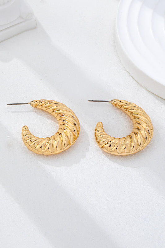 Ribbed Croissant Hoop Earrings
