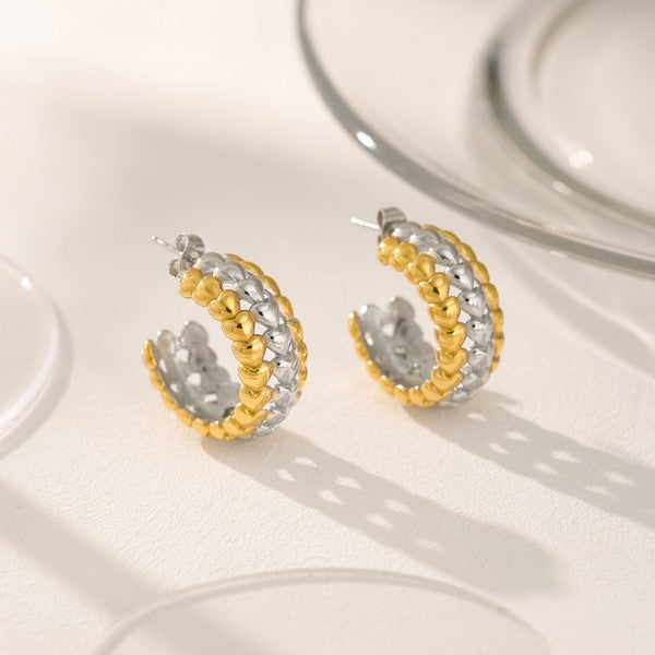 Two Tone Duo Hoop Earrings