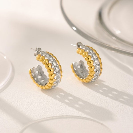 Two Tone Duo Hoop Earrings