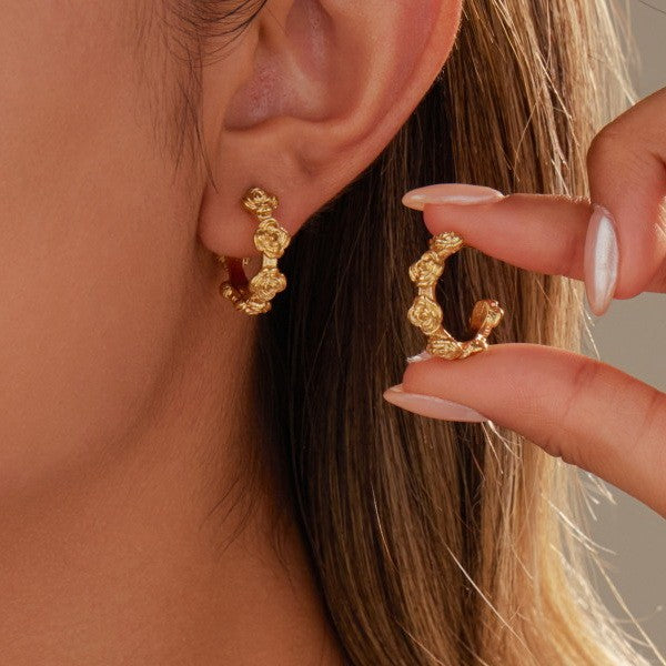 Flower Detail Hoop Earrings