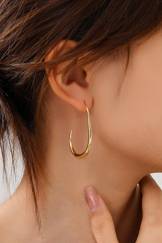 Elongated Hoop Earrings
