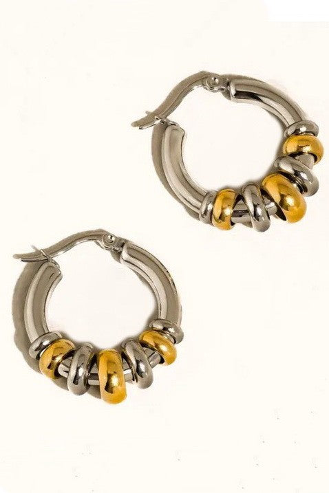Two Tone Huggie Hoops