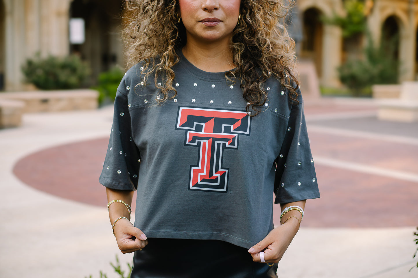 Double T Rhinestone T-Shirt