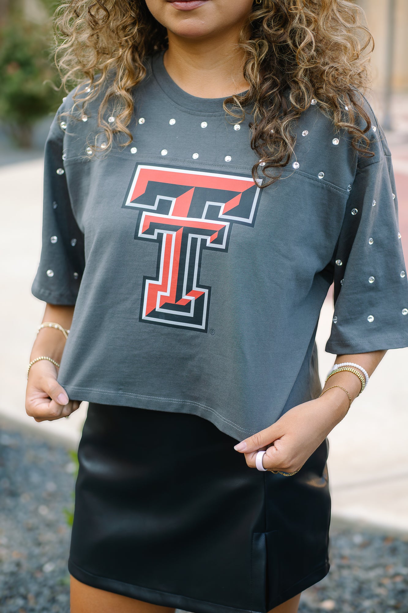 Double T Rhinestone T-Shirt