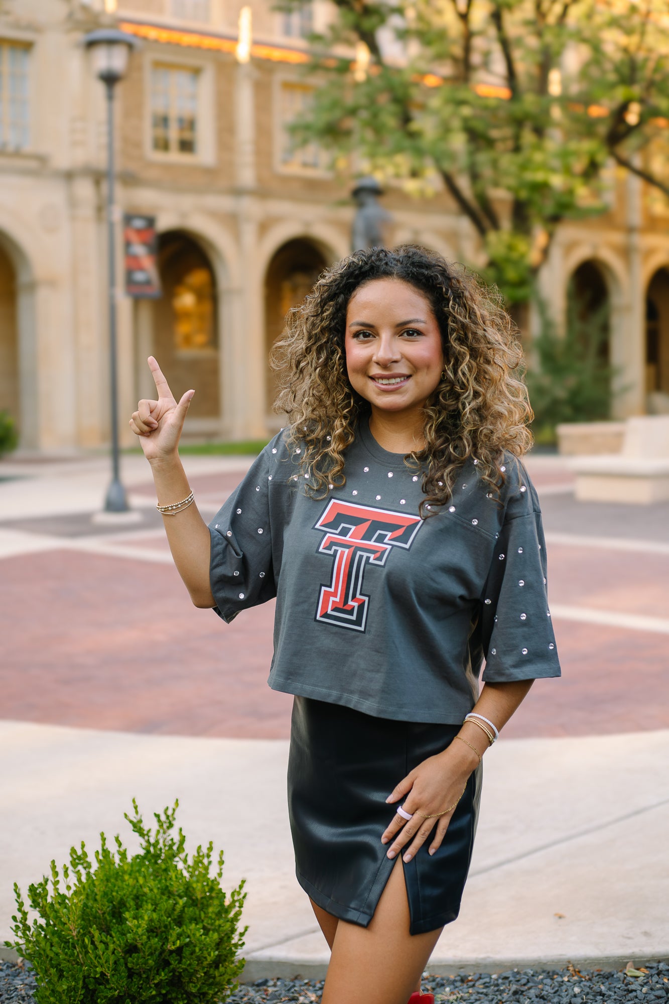 Double T Rhinestone T-Shirt