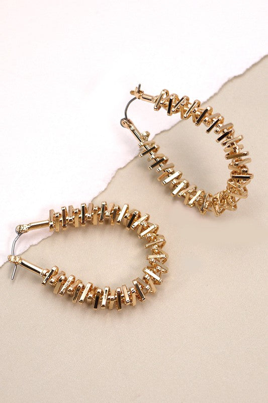 Baguette Style Gold Hoop Earrings